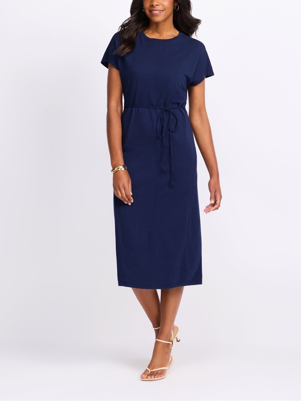 Michael Stars Navy Tie-Waist Midi Dress
